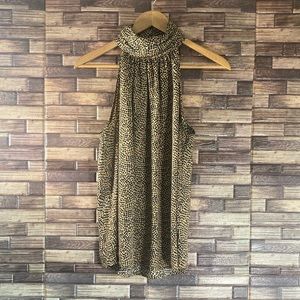 EUC Joie Women's Erola Blouse Cheetah Print Sleeveless Halter Keyhole Large